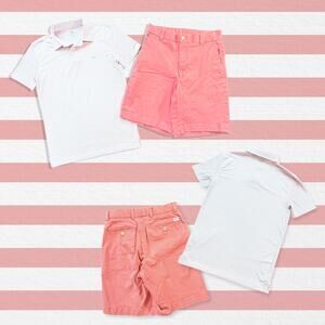 Southern Tide Boys Polo Shorts Outfit XL 28 Preppy CountryClub Coastal Pink Blue